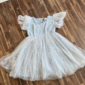 JessaKae Frozen inspired BEAUTIFULLight Blue Tulle Party Dress with Puff Sleeves